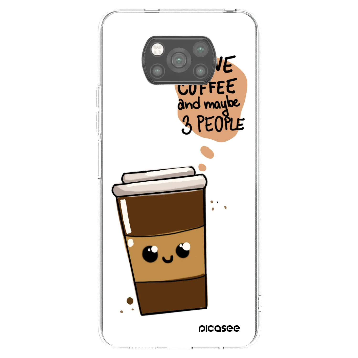 Picasee silikónový čierny obal pre Xiaomi Poco X3 - Cute coffee