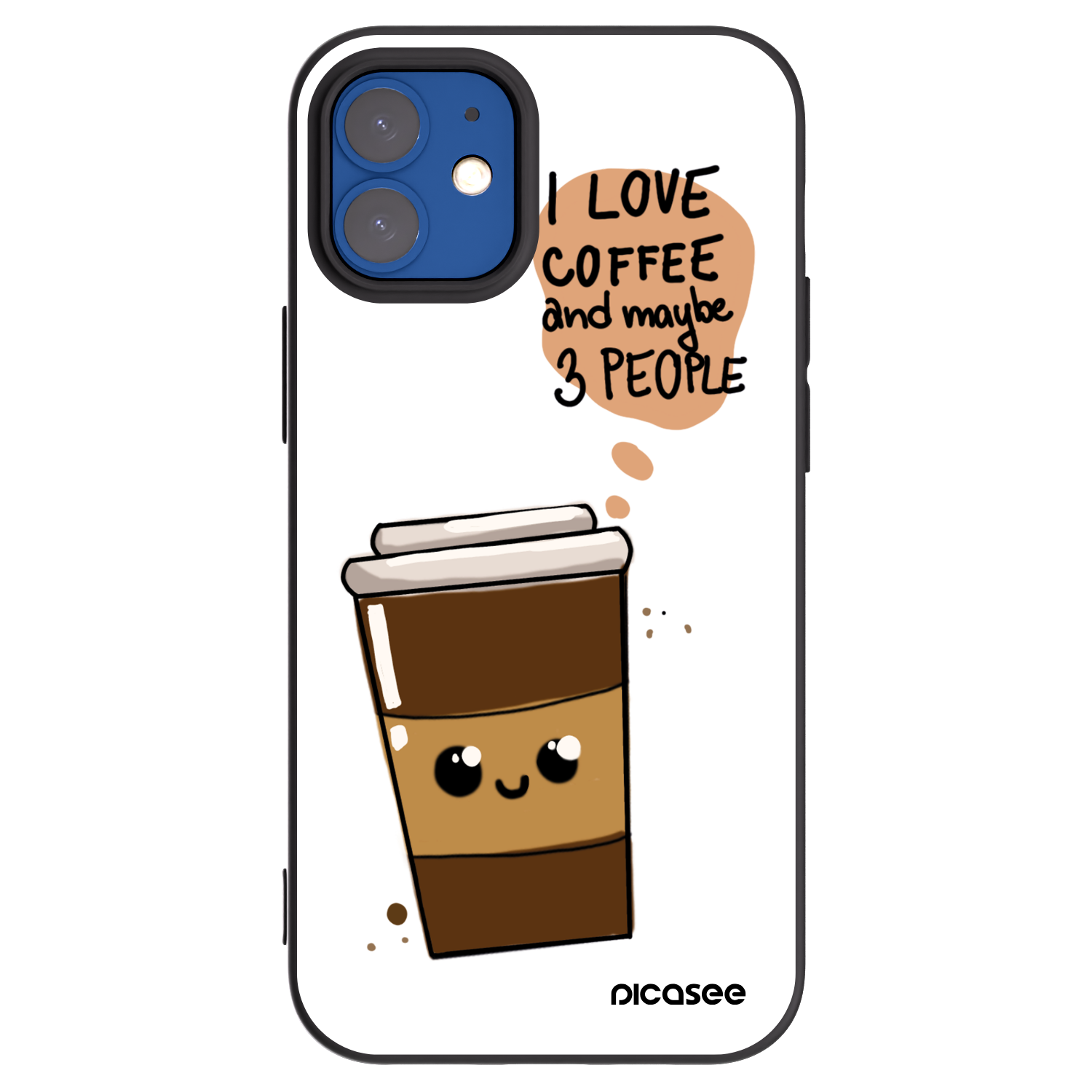 Picasee silikónový čierny obal pre Apple iPhone 12 mini - Cute coffee