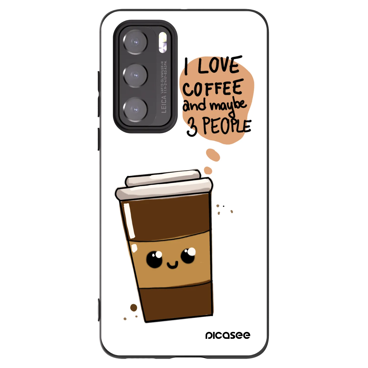 Picasee silikónový čierny obal pre Huawei P40 - Cute coffee