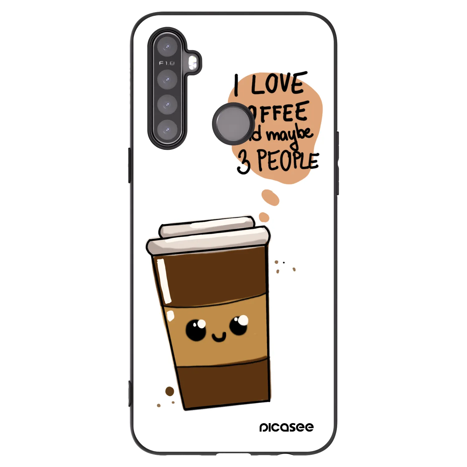 Picasee silikónový čierny obal pre Realme 6i - Cute coffee