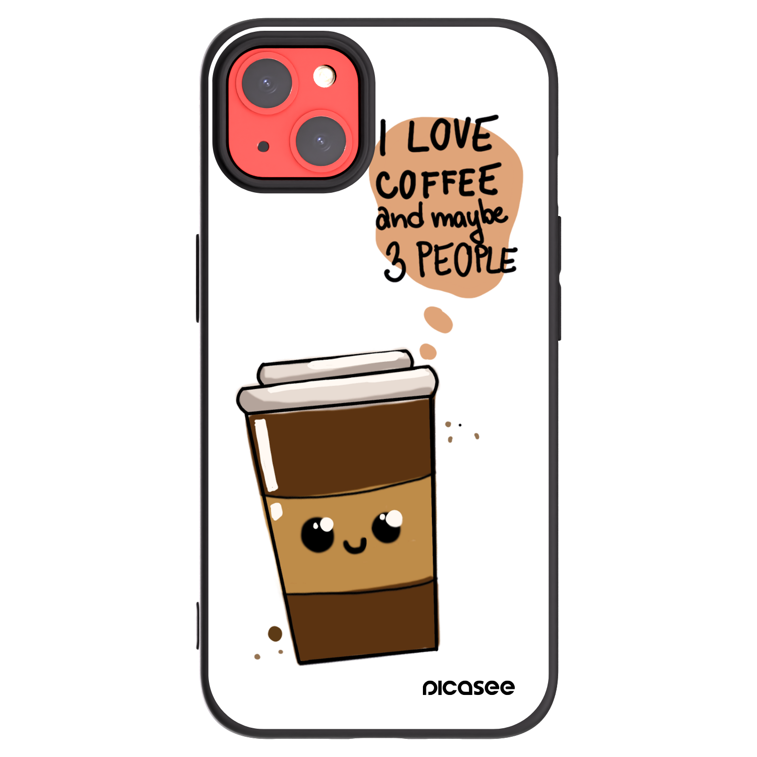 Picasee silikónový čierny obal pre Apple iPhone 13 - Cute coffee