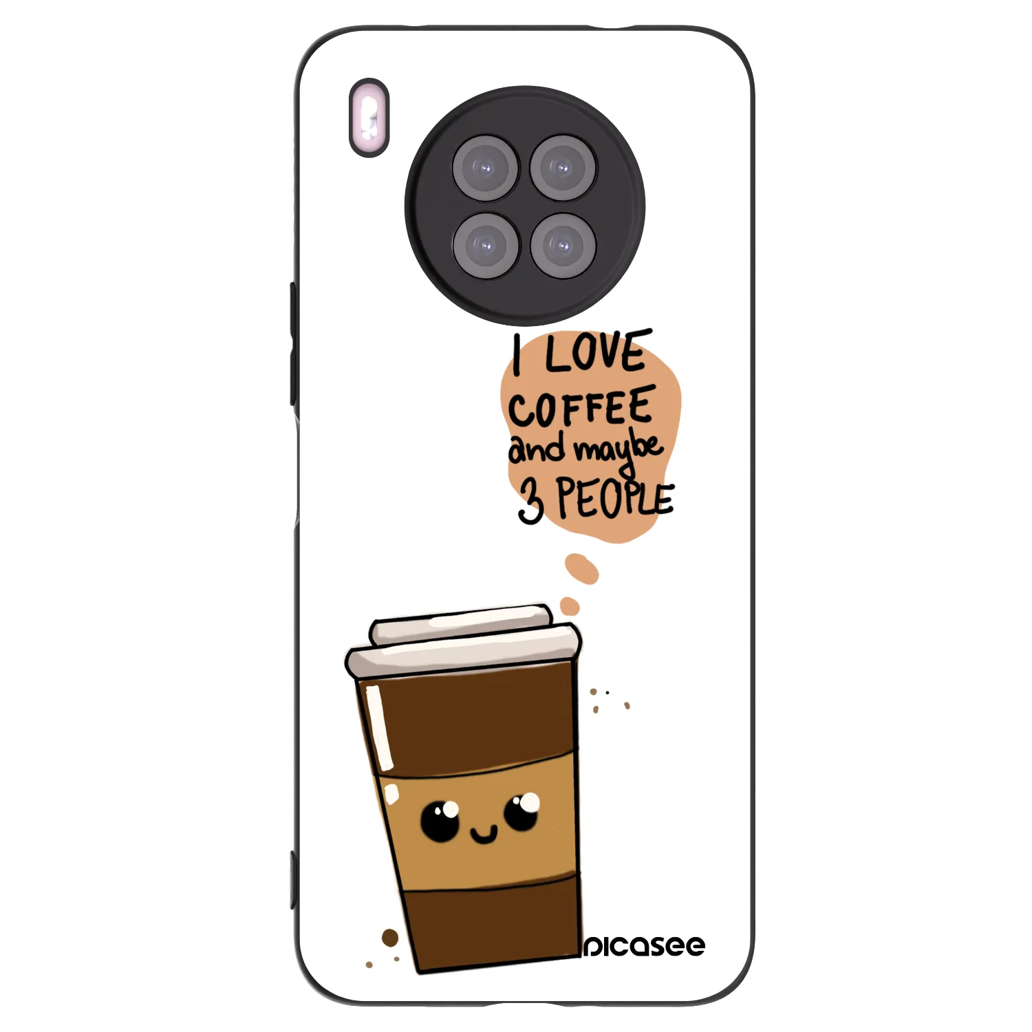 Picasee silikónový čierny obal pre Huawei Nova 8i - Cute coffee
