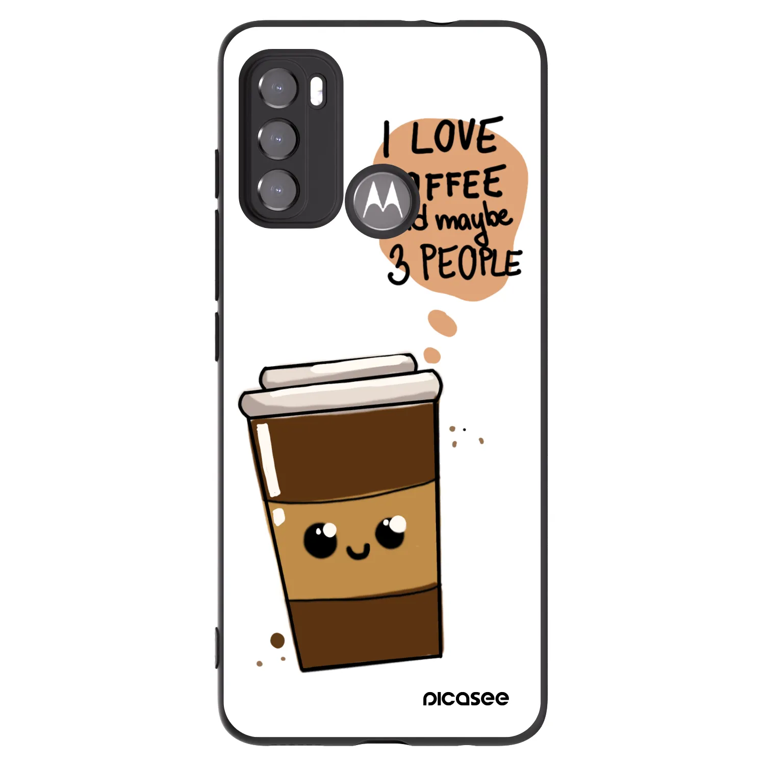 Picasee silikónový čierny obal pre Motorola Moto G60 - Cute coffee
