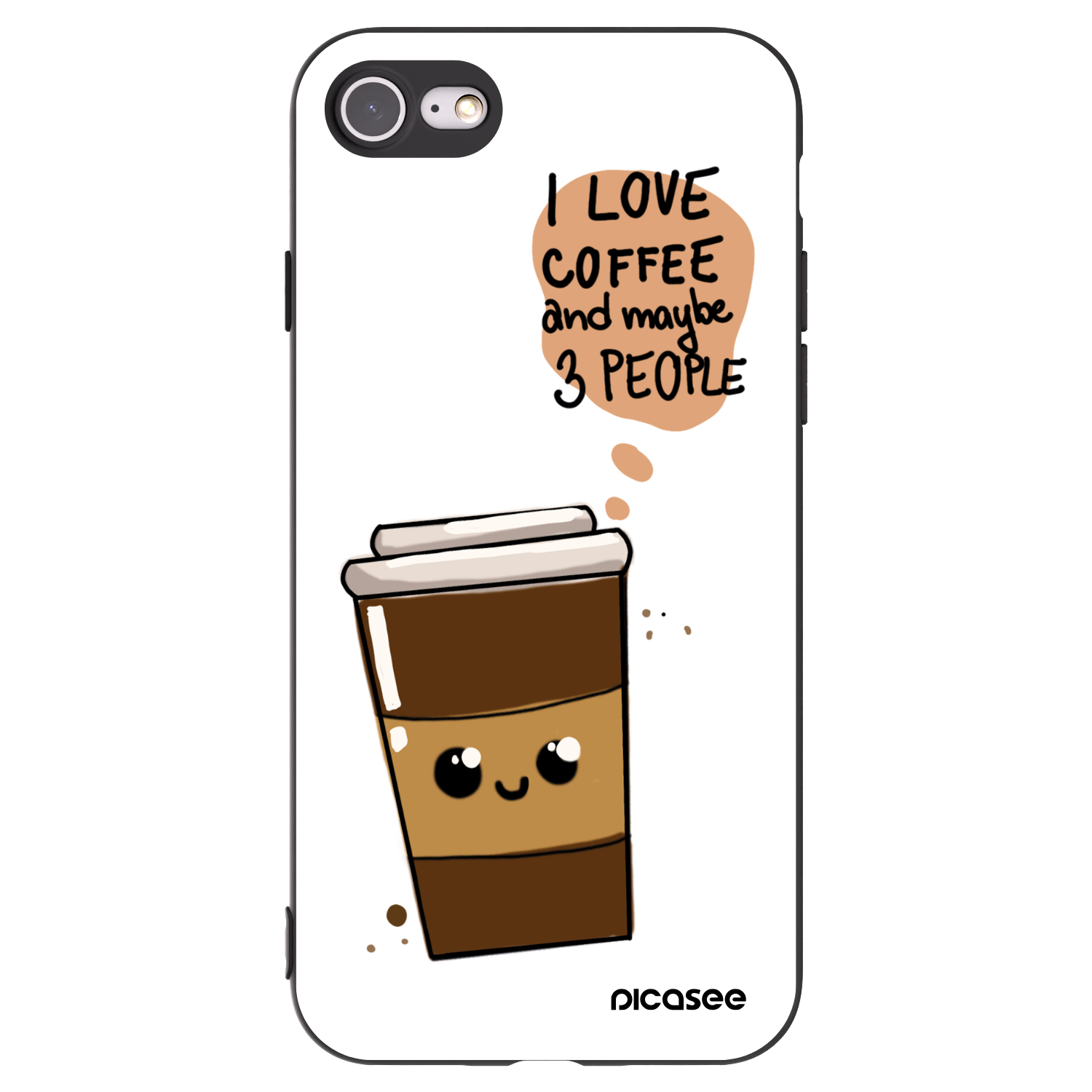 Picasee silikónový čierny obal pre Apple iPhone SE 2022 - Cute coffee