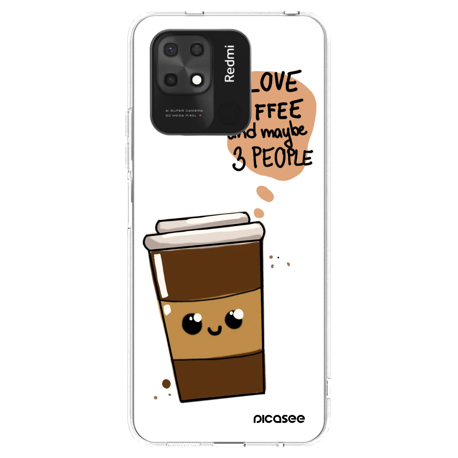 Silikónový prehľadný obal pre Xiaomi Redmi 10C - Cute coffee