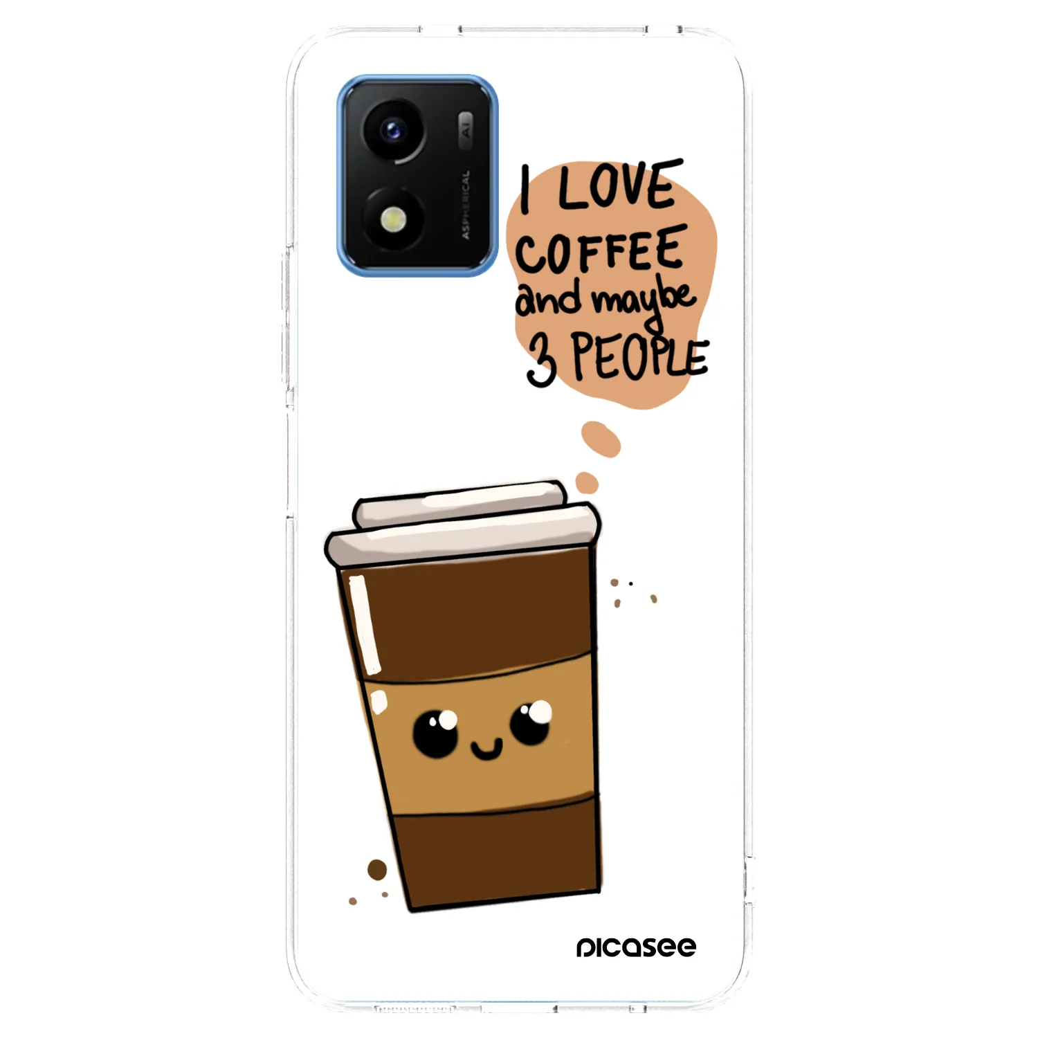 Picasee silikónový prehľadný obal pre Vivo Y01 - Cute coffee