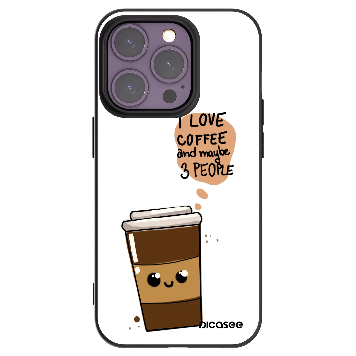 Picasee silikónový čierny obal pre Apple iPhone 14 Pro - Cute coffee