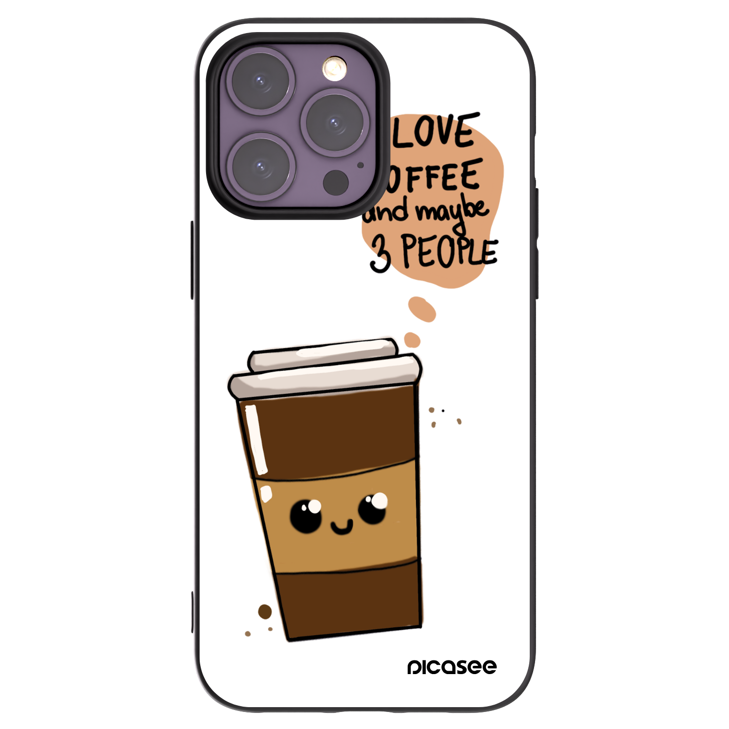 Picasee silikónový čierny obal pre Apple iPhone 14 Pro Max - Cute coffee