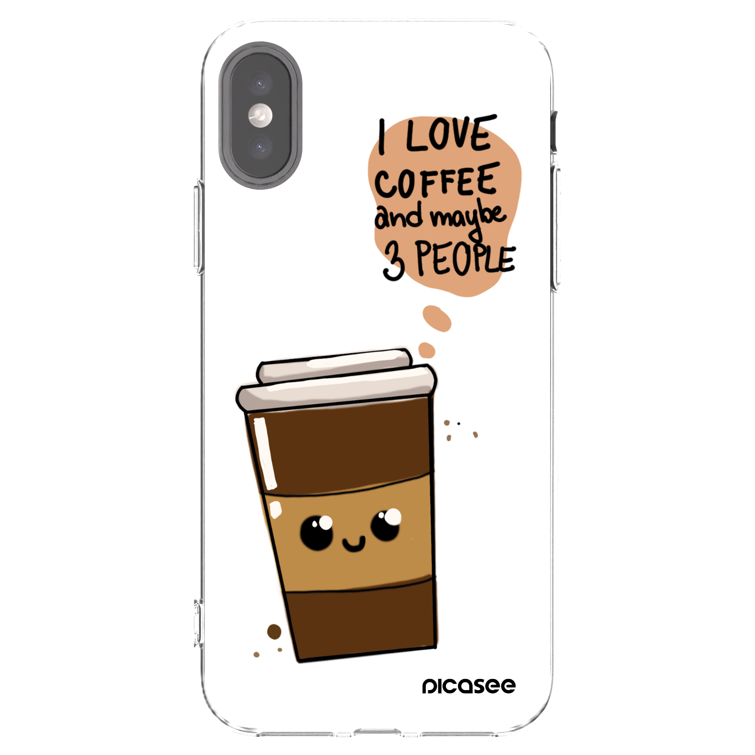 Picasee silikónový prehľadný obal pre Apple iPhone X/XS - Cute coffee