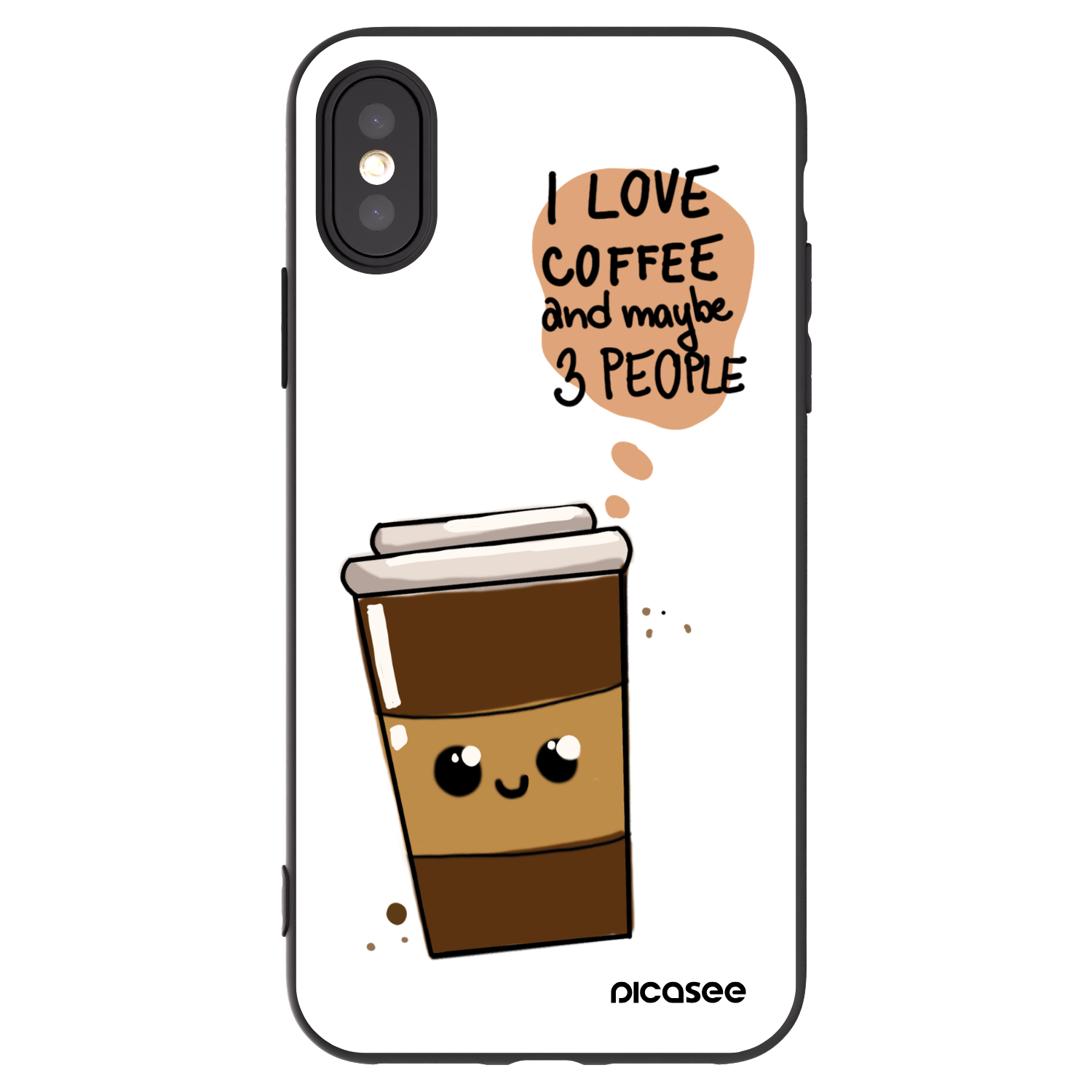 Picasee silikónový čierny obal pre Apple iPhone X/XS - Cute coffee