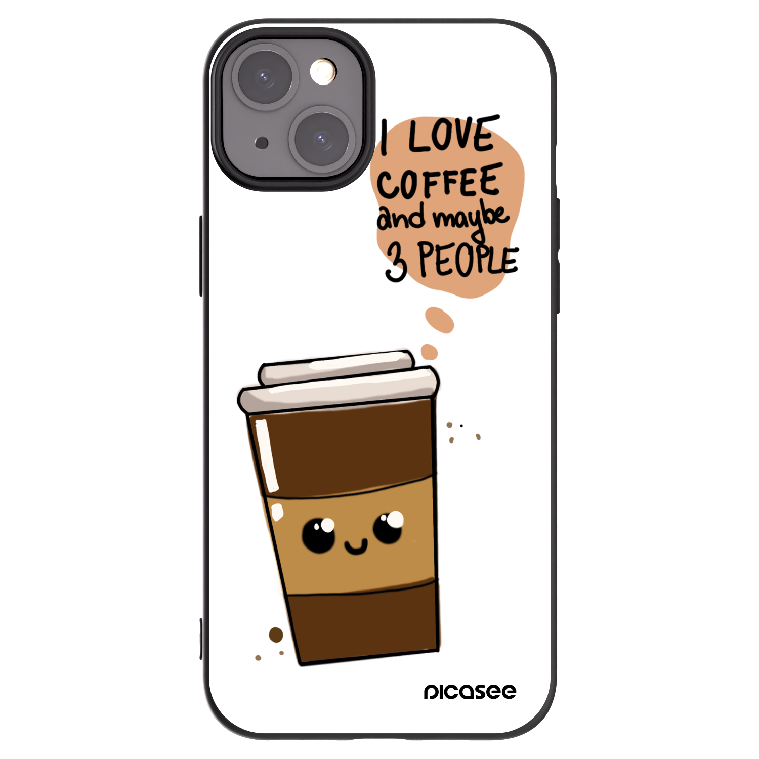 Picasee silikónový čierny obal pre Apple iPhone 15 Plus - Cute coffee