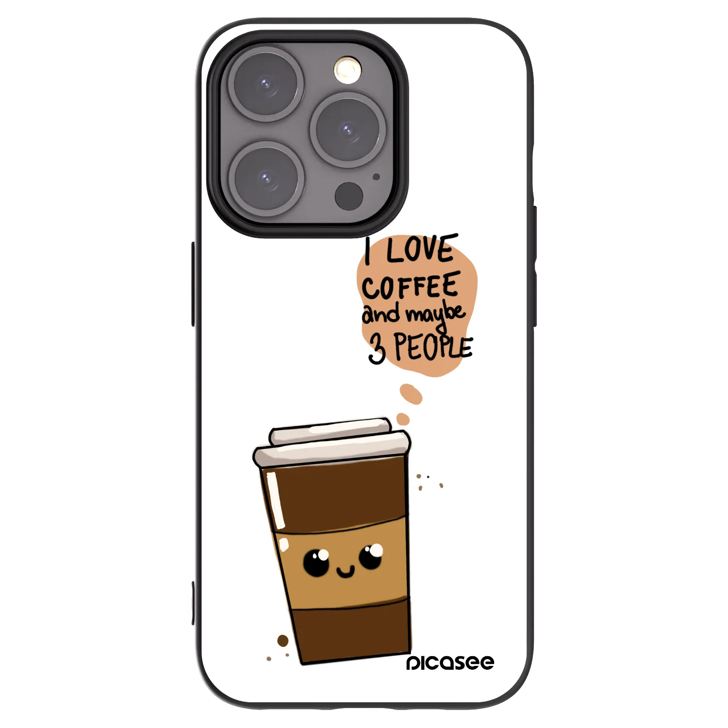 Silikónový čierny obal pre Apple iPhone 15 Pro - Cute coffee
