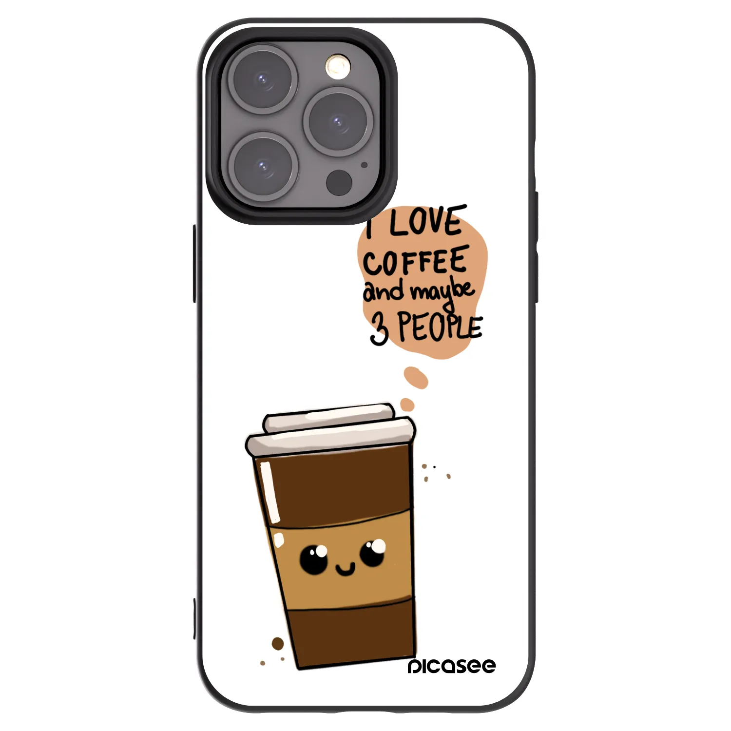 Silikónový čierny obal pre Apple iPhone 15 Pro Max - Cute coffee