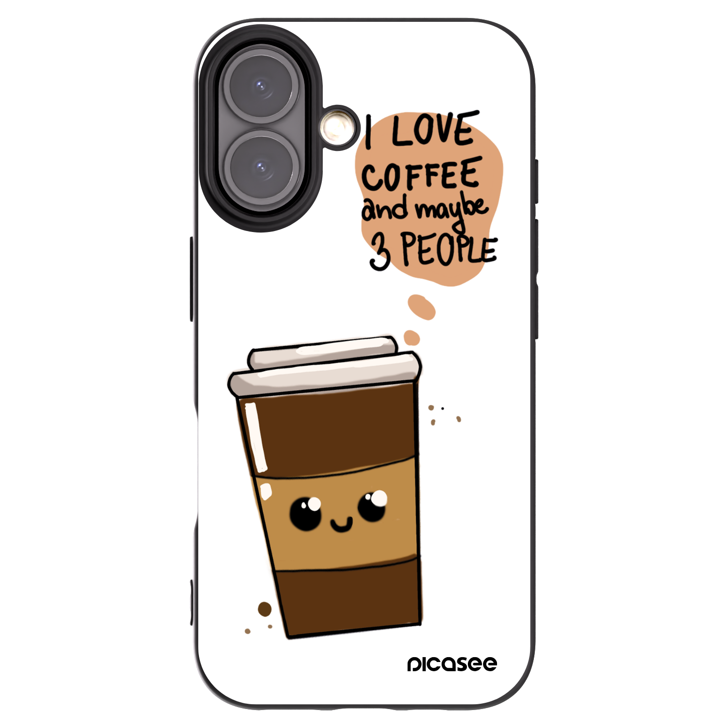 Picasee silikónový čierny obal pre Apple iPhone 16 - Cute coffee