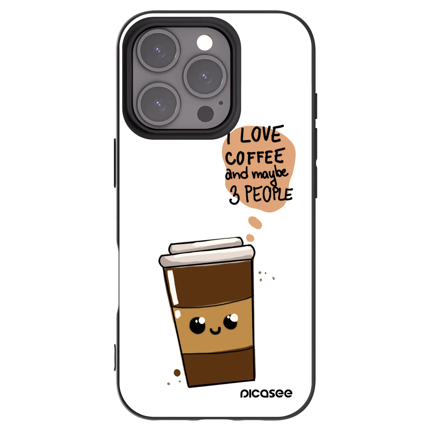 Picasee silikónový čierny obal pre Apple iPhone 16 Pro - Cute coffee