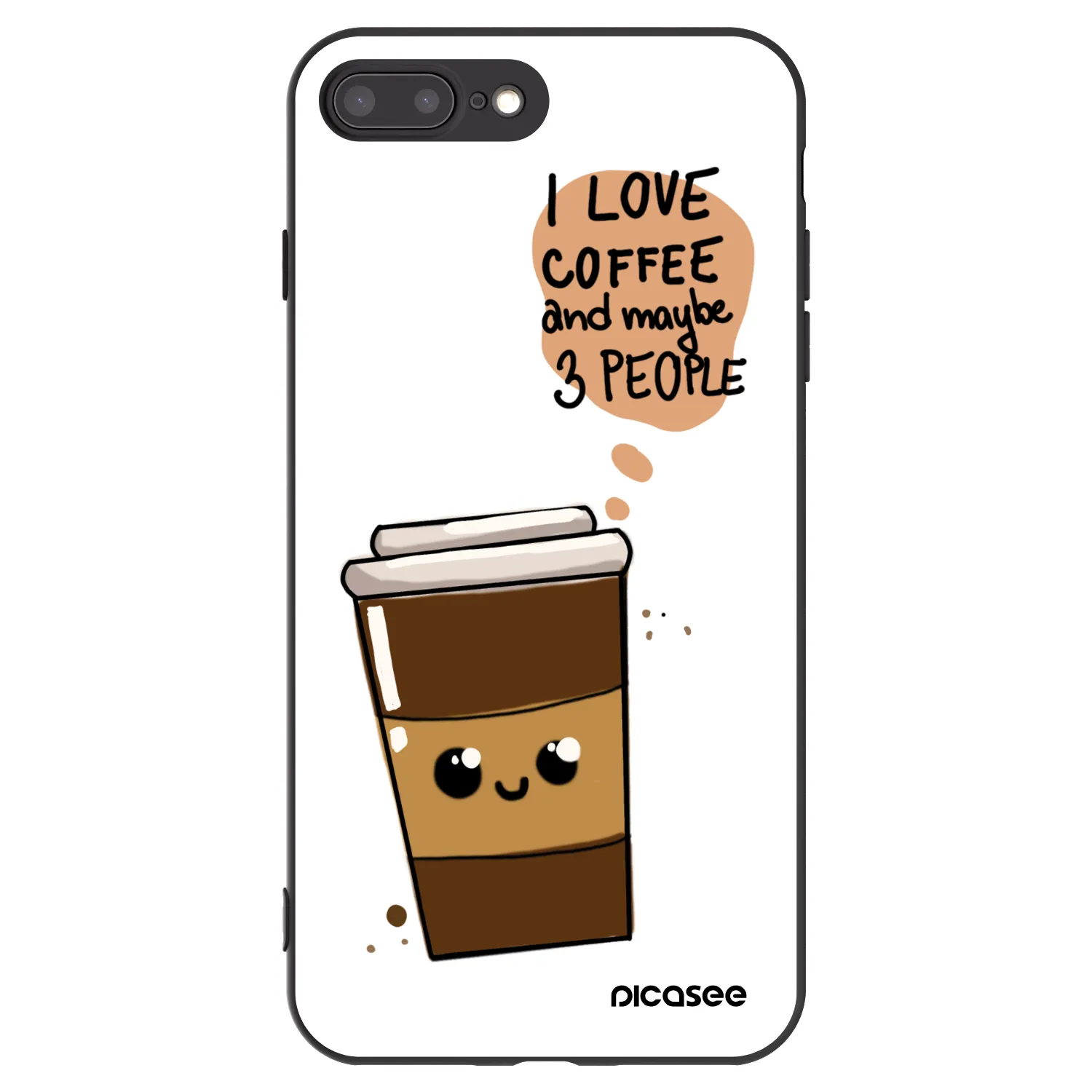 Picasee silikónový čierny obal pre Apple iPhone 7 Plus - Cute coffee