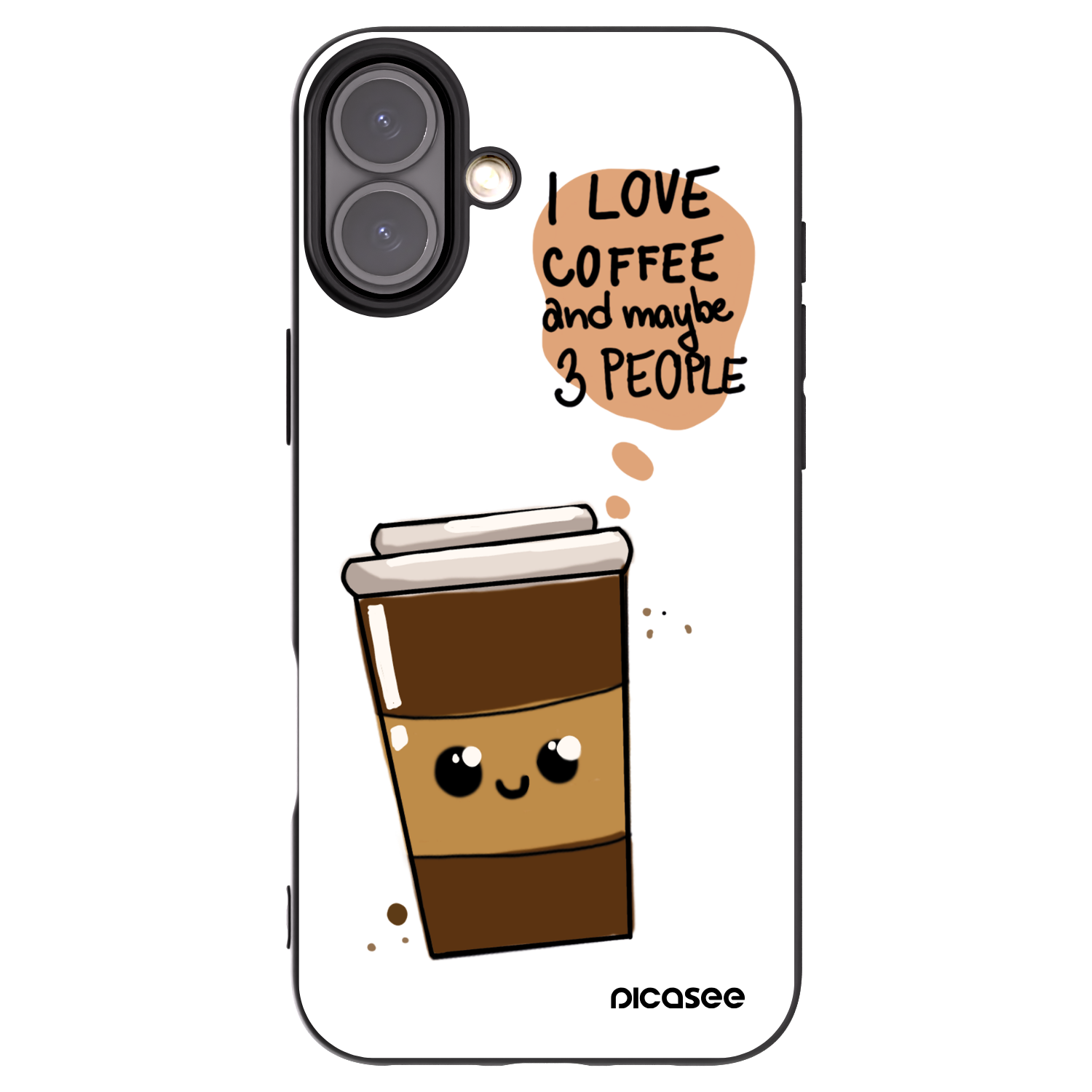 Picasee silikónový čierny obal pre Apple iPhone 16 Plus - Cute coffee