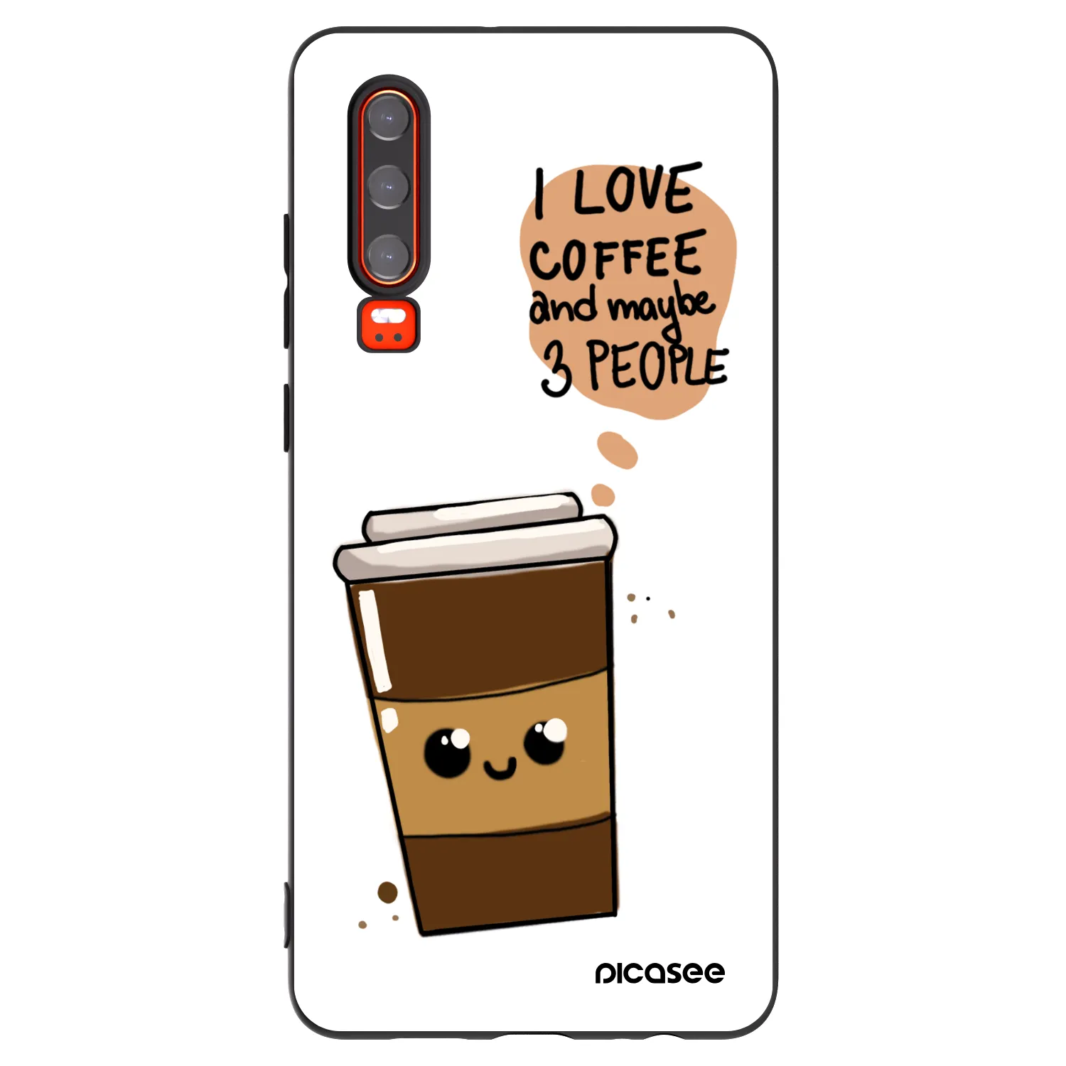 Picasee silikónový čierny obal pre Huawei P30 - Cute coffee