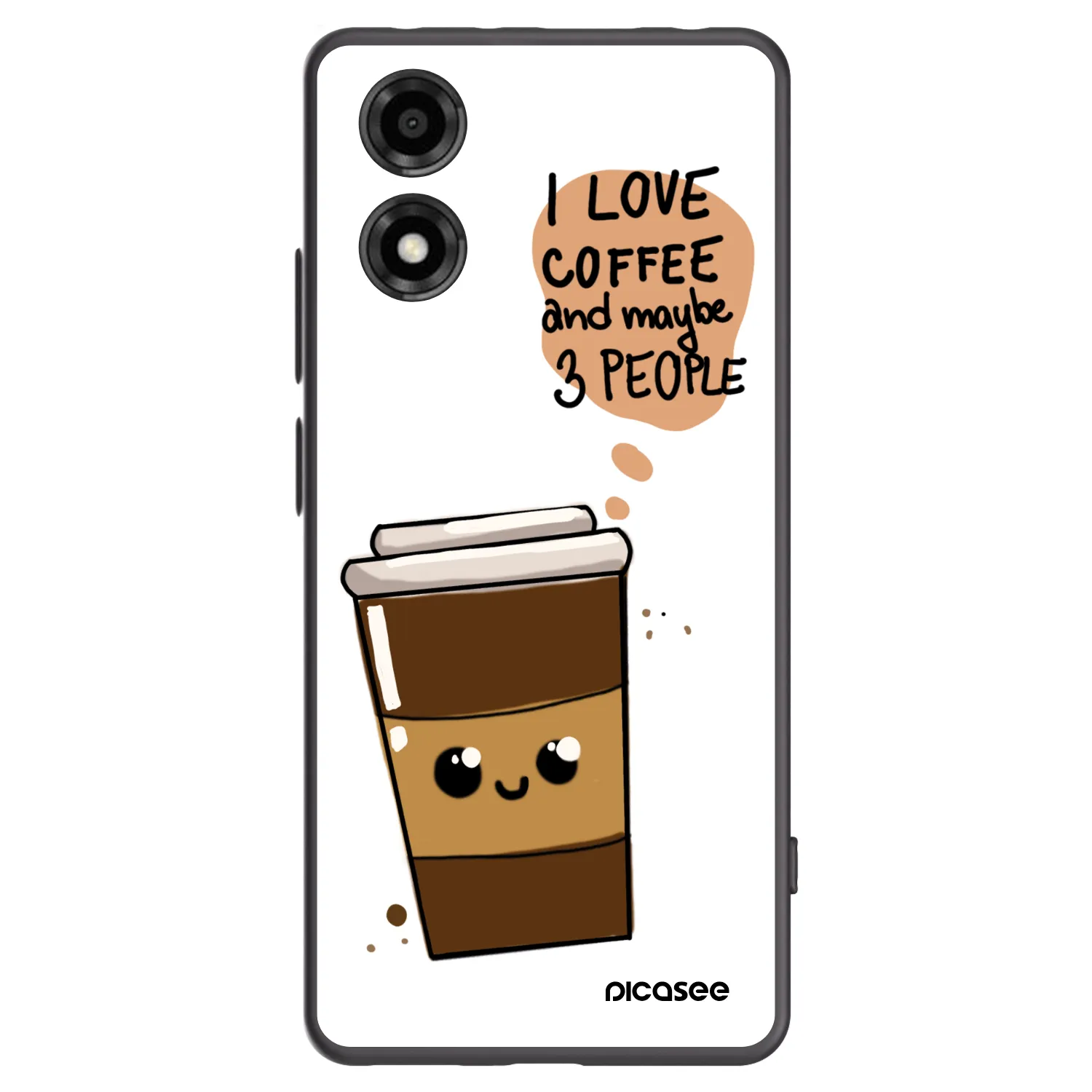 Picasee silikónový čierny obal pre Motorola Moto E14 - Cute coffee