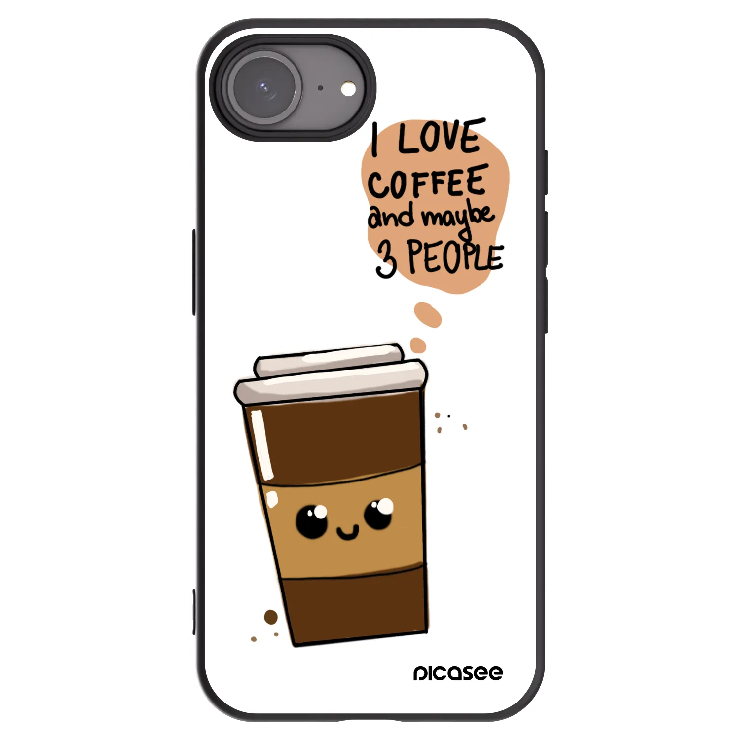 Picasee silikónový čierny obal pre Apple iPhone 17e - Cute coffee