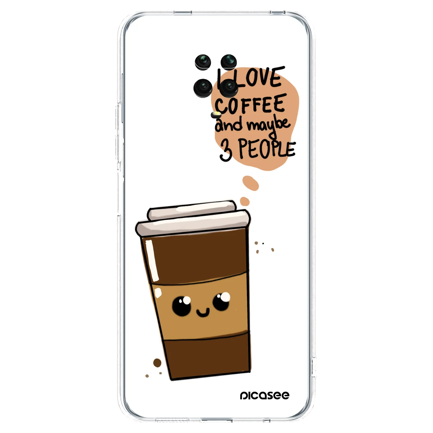 Picasee silikónový prehľadný obal pre Xiaomi Redmi Note 9 Pro - Cute coffee