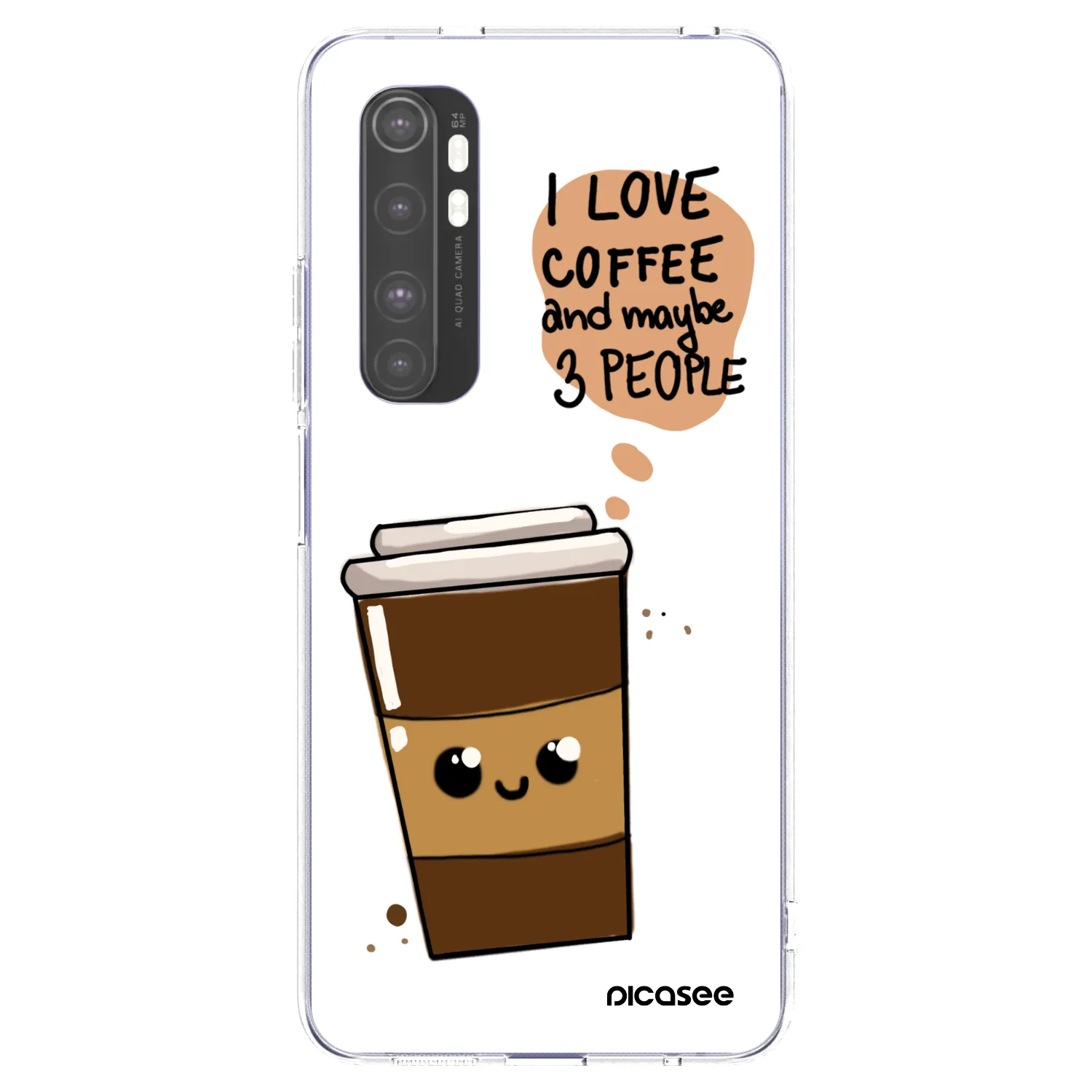 Picasee silikónový prehľadný obal pre Xiaomi Mi Note 10 Lite - Cute coffee