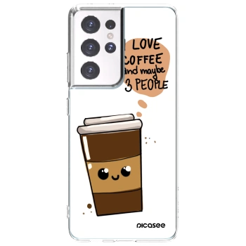 Picasee silikónový prehľadný obal pre Samsung Galaxy S21 Ultra 5G G998B - Cute coffee