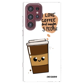 Picasee silikónový prehľadný obal pre Samsung Galaxy S22 Ultra 5G - Cute coffee