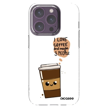 Picasee silikónový prehľadný obal pre Apple iPhone 14 Pro - Cute coffee