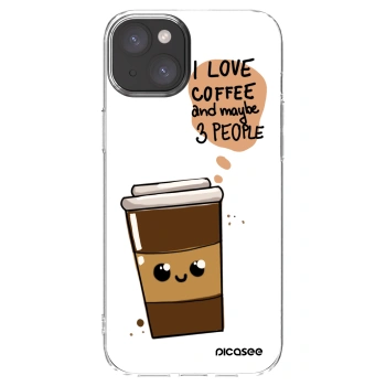 Picasee silikónový prehľadný obal pre Apple iPhone 15 Plus - Cute coffee