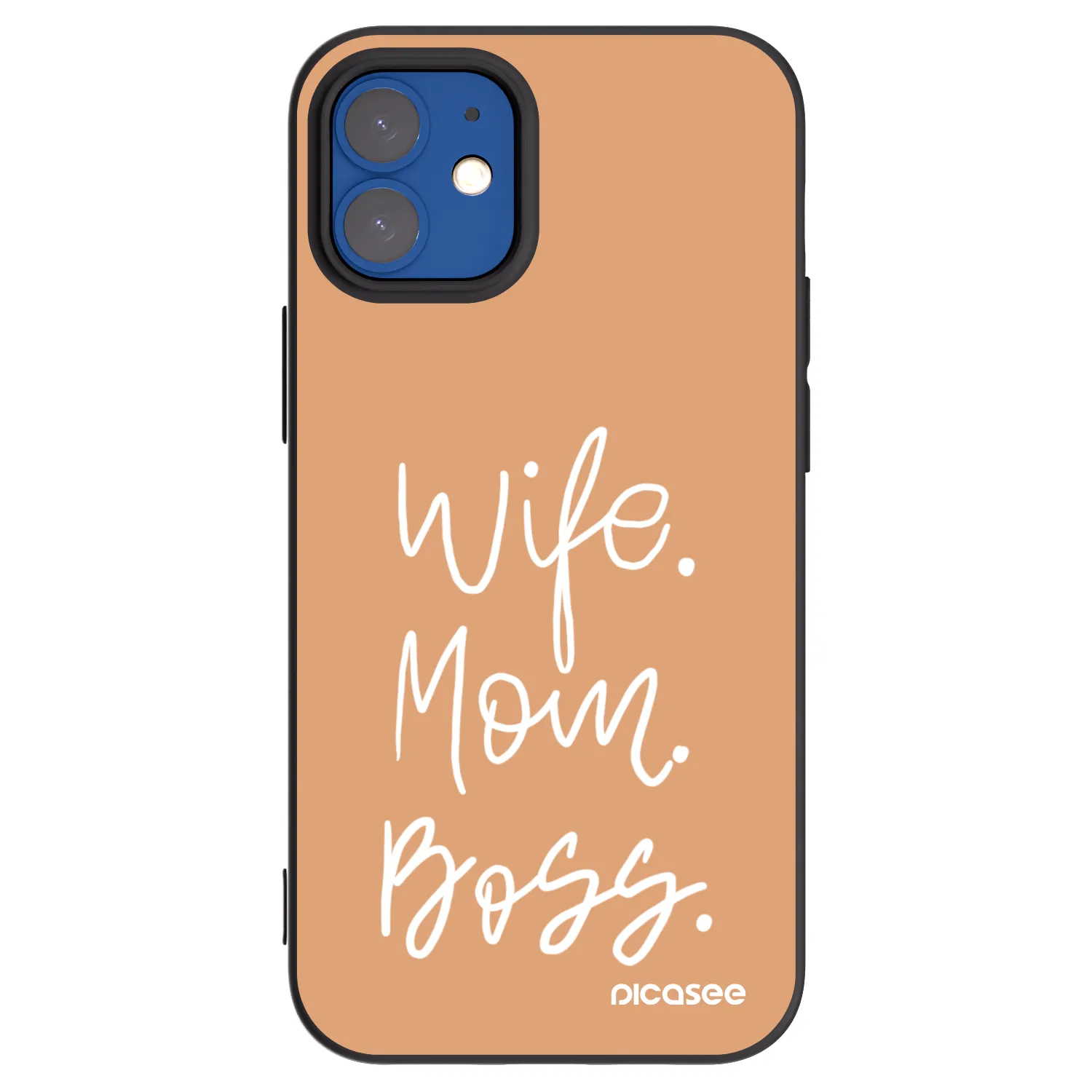 Picasee silikónový čierny obal pre Apple iPhone 12 mini - Boss Mama