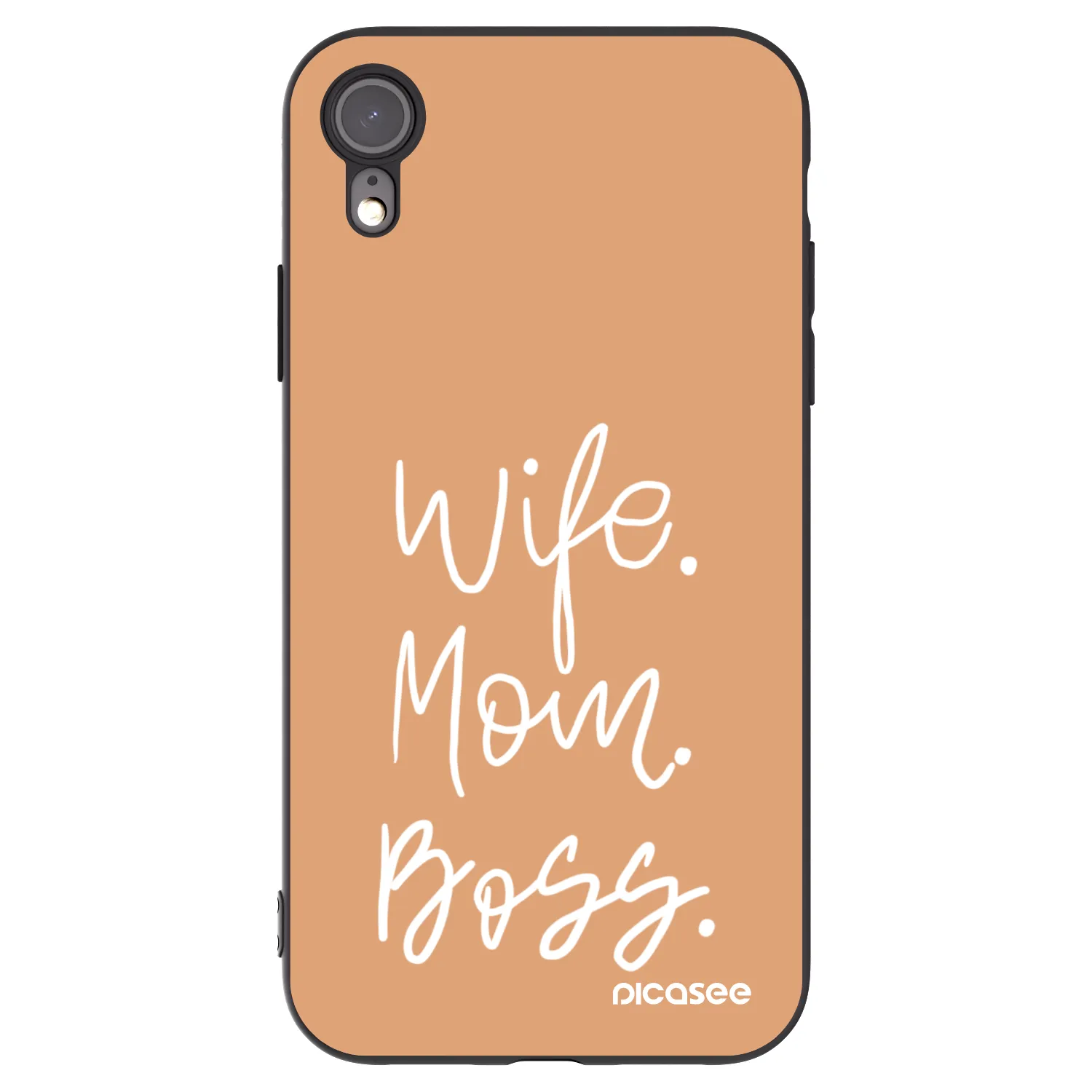 Picasee silikónový čierny obal pre Apple iPhone XR - Boss Mama