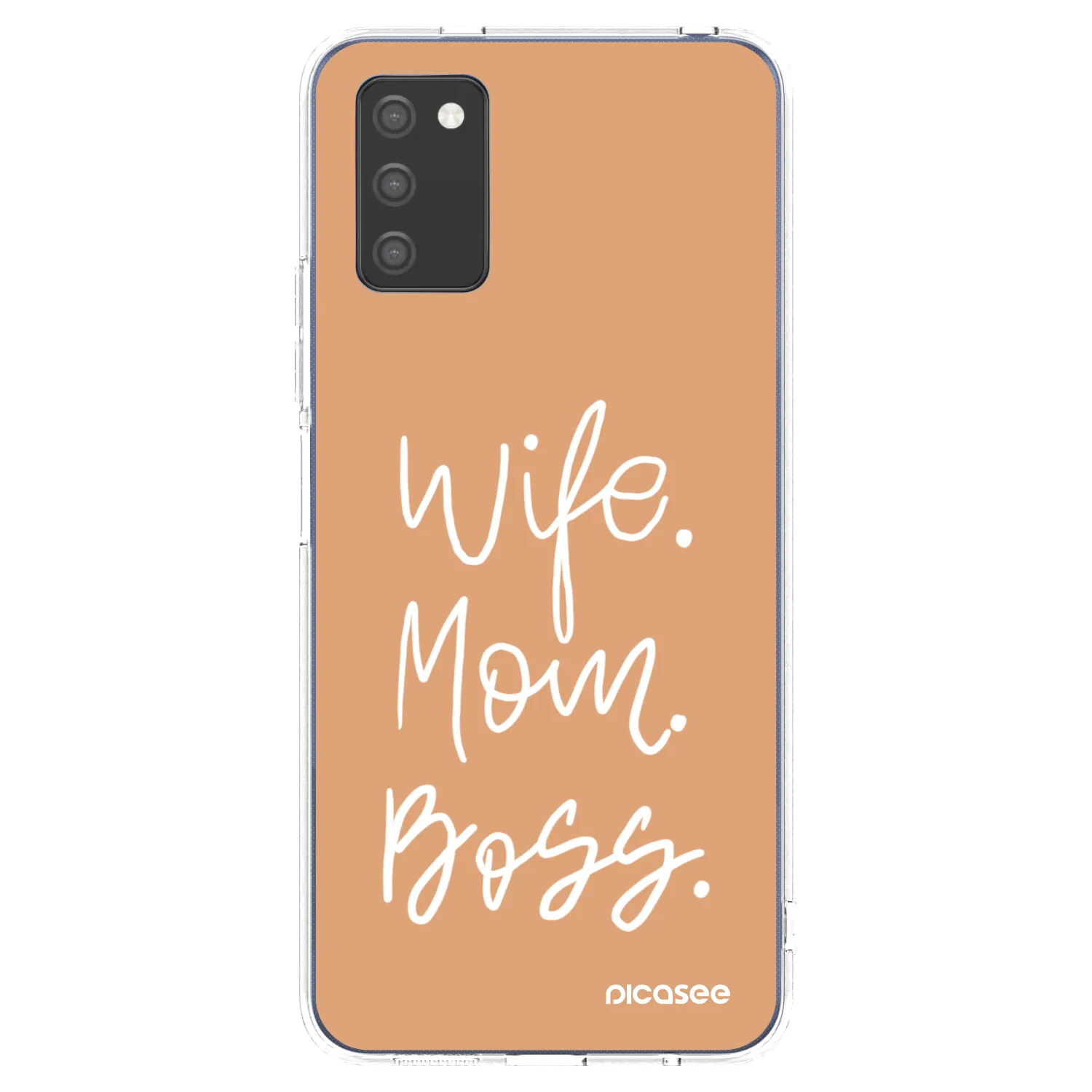 Picasee silikónový prehľadný obal pre Samsung Galaxy A03s A037G - Boss Mama