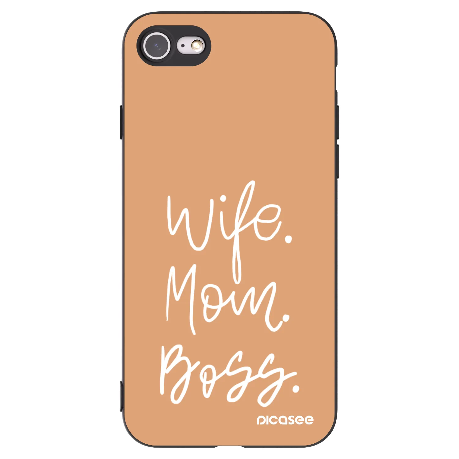 Picasee silikónový čierny obal pre Apple iPhone SE 2022 - Boss Mama