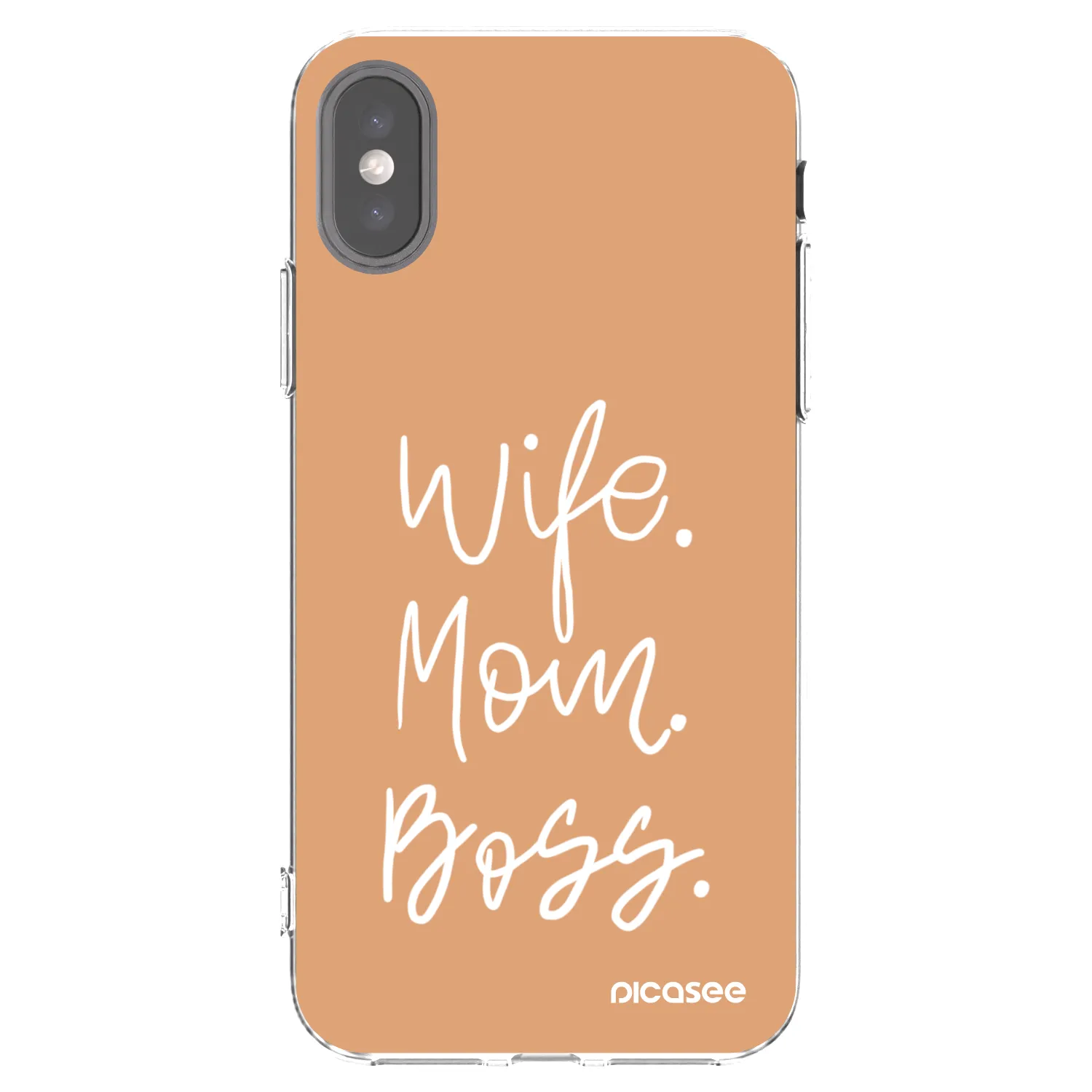Picasee silikónový prehľadný obal pre Apple iPhone X/XS - Boss Mama