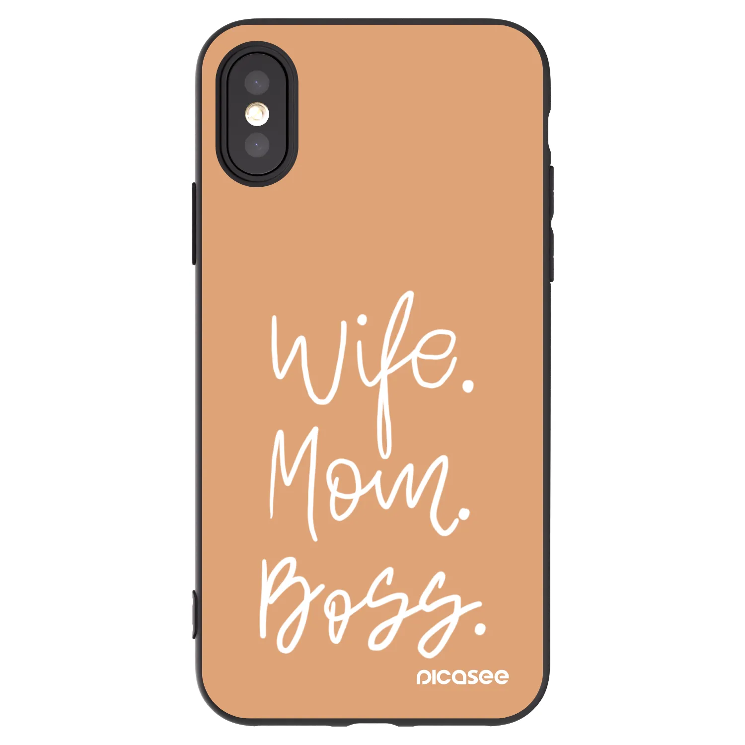 Picasee silikónový čierny obal pre Apple iPhone X/XS - Boss Mama