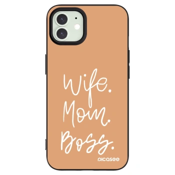 Picasee silikónový čierny obal pre Apple iPhone 12 - Boss Mama