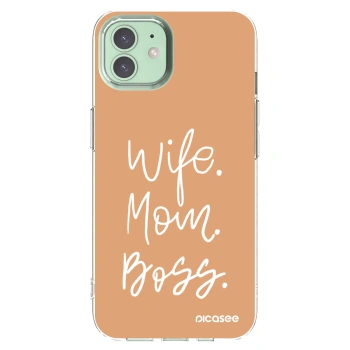 Picasee silikónový prehľadný obal pre Apple iPhone 12 - Boss Mama