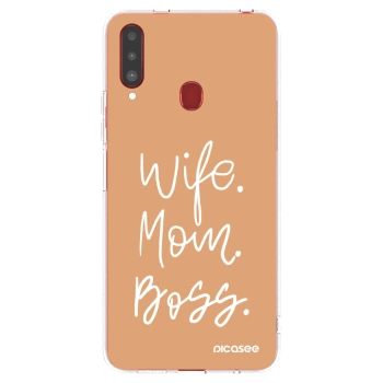Picasee silikónový prehľadný obal pre Samsung Galaxy A20s - Boss Mama