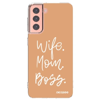 Picasee silikónový prehľadný obal pre Samsung Galaxy S21 5G G991B - Boss Mama