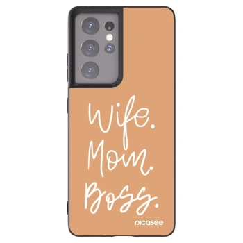 Picasee silikónový čierny obal pre Samsung Galaxy S21 Ultra 5G G998B - Boss Mama