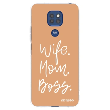Picasee silikónový prehľadný obal pre Motorola Moto G9 Play - Boss Mama
