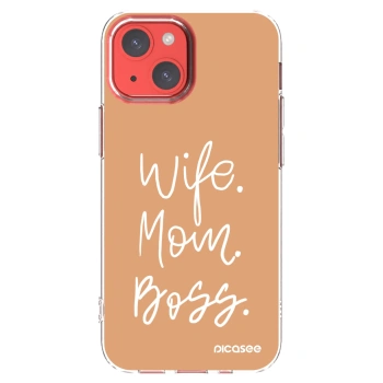 Picasee silikónový prehľadný obal pre Apple iPhone 13 mini - Boss Mama