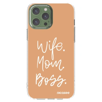 Picasee silikónový prehľadný obal pre Apple iPhone 13 Pro Max - Boss Mama