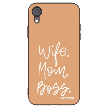 Picasee silikónový čierny obal pre Apple iPhone XR - Boss Mama