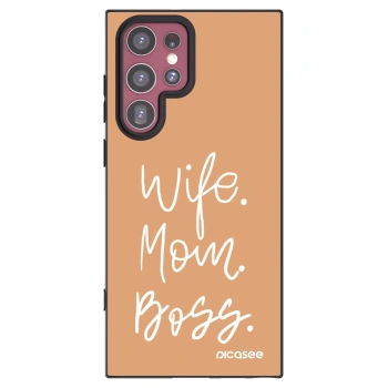 Picasee silikónový čierny obal pre Samsung Galaxy S22 Ultra 5G - Boss Mama