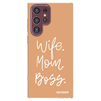 Picasee silikónový prehľadný obal pre Samsung Galaxy S22 Ultra 5G - Boss Mama