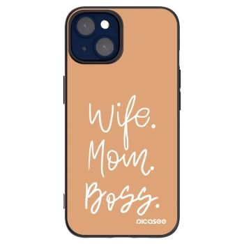 Picasee silikónový čierny obal pre Apple iPhone 14 - Boss Mama