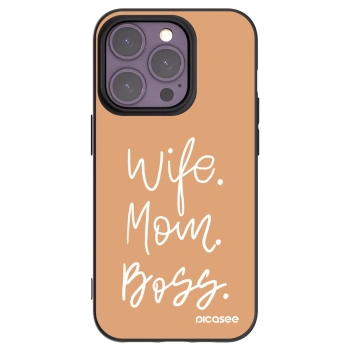 Picasee silikónový čierny obal pre Apple iPhone 14 Pro - Boss Mama