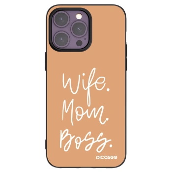Picasee silikónový čierny obal pre Apple iPhone 14 Pro Max - Boss Mama